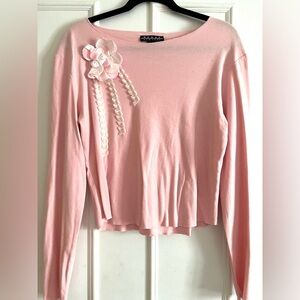 Behar New York Pink Top with Floral Design